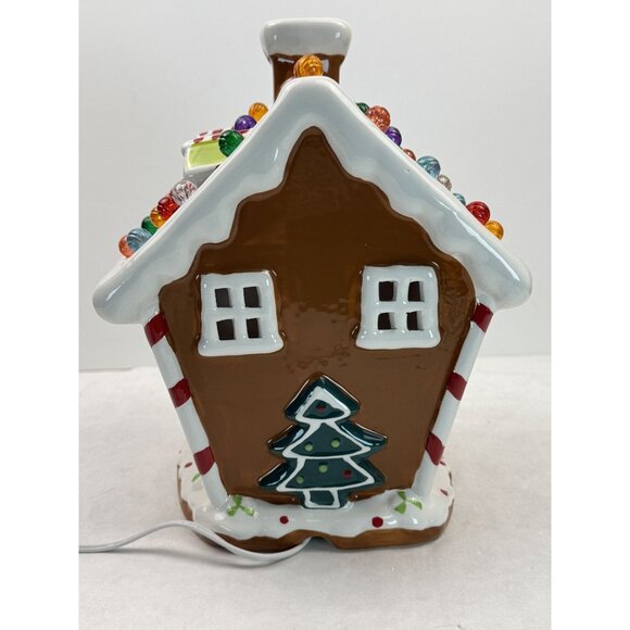 Ceramic Light-Up Gingerbread House 10" Gumdrop Roof Christmas Village with Cord - Picture 7 of 16